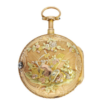 French attractive four-coloured gold pocket watch Circa 1760