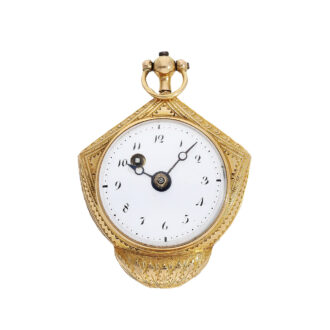 Rare 18K gold pendant watch in the shape of a shield Circa 1800