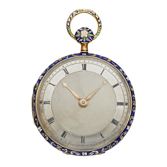 French gold enamel quarter repeating cylinder watch Circa 1820 French gold enamel quarter repeating cylinder watch Circa 1820