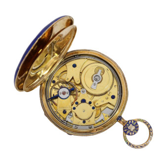 French gold enamel quarter repeating cylinder watch Circa 1820 French gold enamel quarter repeating cylinder watch Circa 1820