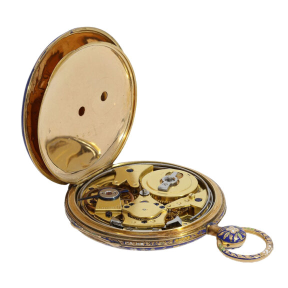 French gold enamel quarter repeating cylinder watch Circa 1820 French gold enamel quarter repeating cylinder watch Circa 1820