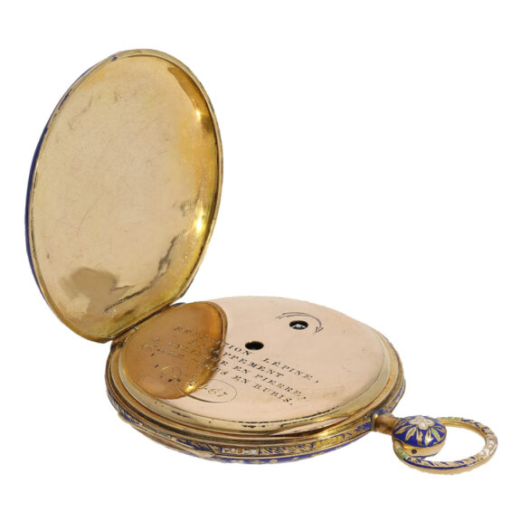 French gold enamel quarter repeating cylinder watch Circa 1820 French gold enamel quarter repeating cylinder watch Circa 1820
