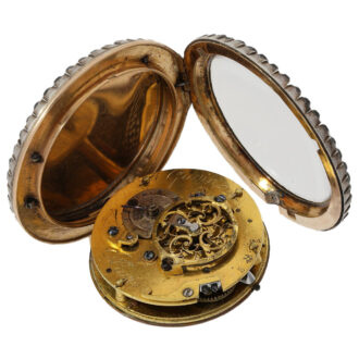 French 2-coloured gold verge with enamel painting Circa 1770