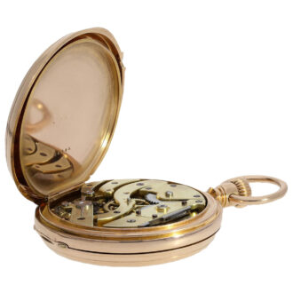 Swiss 18K pink gold hunting cased pocket watch Circa 1869