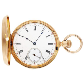 Swiss 18K pink gold hunting cased pocket watch Circa 1869