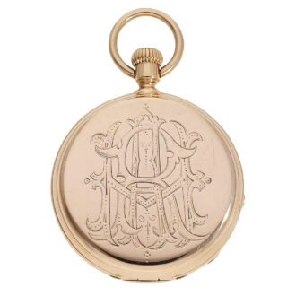 Swiss 18K pink gold hunting cased pocket watch Circa 1869
