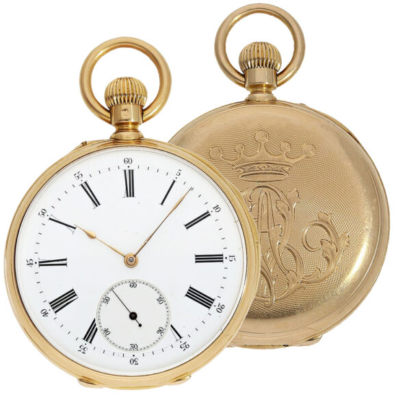 Swiss 18K gold repeating lever precision watch Circa 1875
