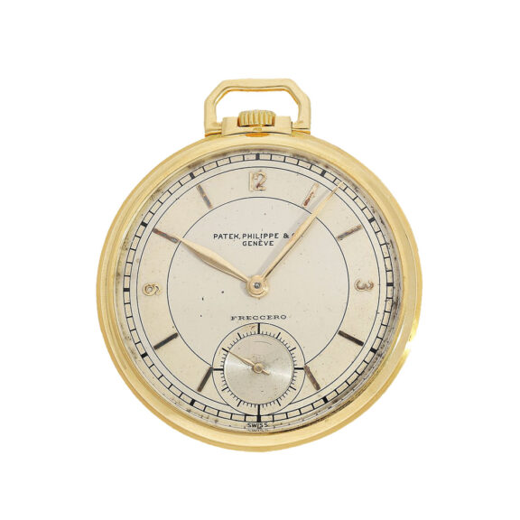 Swiss 18K gold keyless lever pocket watch with rare dial Circa 1935 Swiss 18K gold keyless lever pocket watch with rare dial Circa 1935