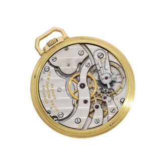 Swiss 18K gold keyless lever pocket watch with rare dial Circa 1935