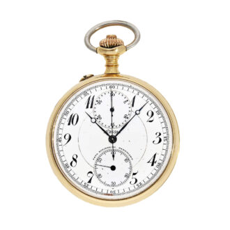 Swiss 18K gold keyless watch with chronograph Circa 1908