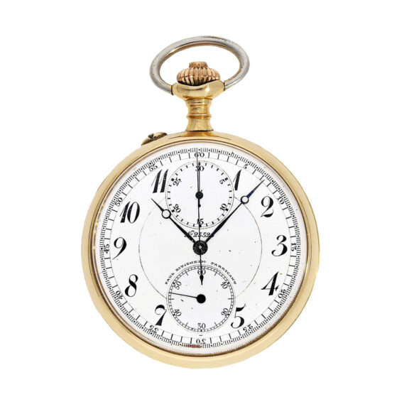 Swiss 18K gold keyless watch with chronograph Circa 1908 Swiss 18K gold keyless watch with chronograph Circa 1908