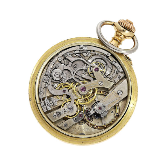 Swiss 18K gold keyless watch with chronograph Circa 1908 Swiss 18K gold keyless watch with chronograph Circa 1908