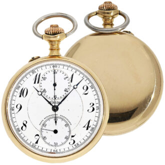 Swiss 18K gold keyless watch with chronograph Circa 1908