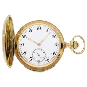 Swiss 14K gold minute repeating keyless pocket watch Circa 1910