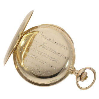 Swiss 14K gold minute repeating keyless pocket watch Circa 1910