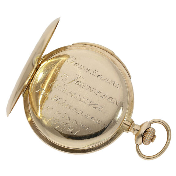 Swiss 14K gold minute repeating keyless pocket watch Circa 1910 Swiss 14K gold minute repeating keyless pocket watch Circa 1910