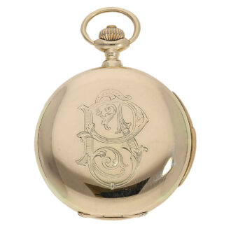 Swiss 14K gold minute repeating keyless pocket watch Circa 1910
