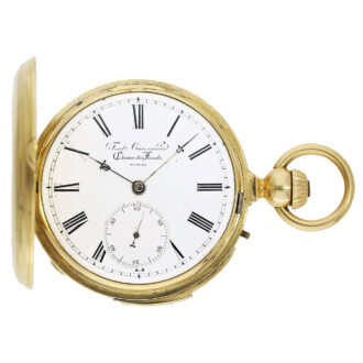 Swiss gold hunting cased repeating pocket watch Circa 1850