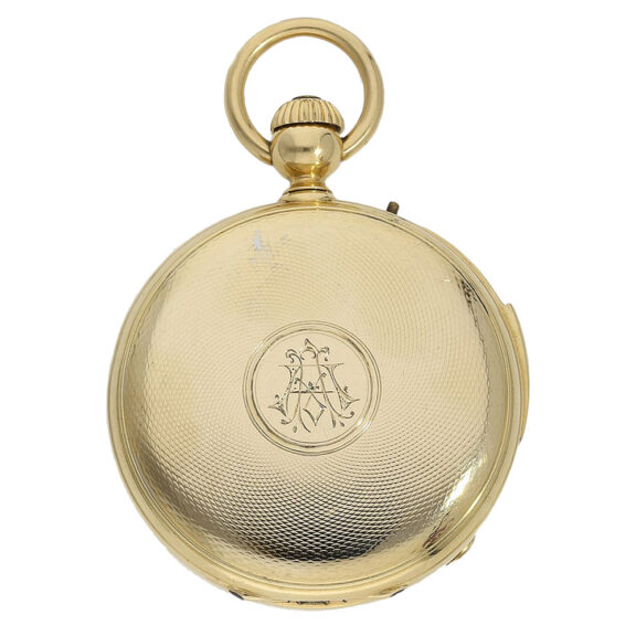Swiss gold hunting cased repeating pocket watch Circa 1850 Swiss gold hunting cased repeating pocket watch Circa 1850