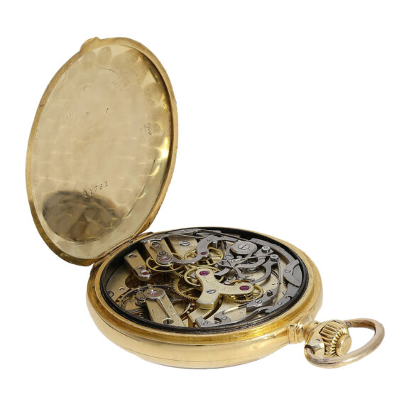 French 18K gold lever chronograph with register Circa 1905 French 18K gold lever chronograph with register Circa 1905