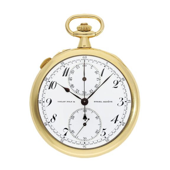 Swiss gold split-seconds chronograph pocket watch Circa 1910 Swiss gold split-seconds chronograph pocket watch Circa 1910