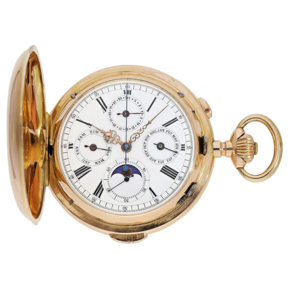 Swiss minute repeating chronograph with moon phase Circa 1900