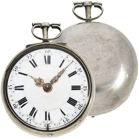 Dutch silver pair-cased Oignon pocket watch Circa 1725