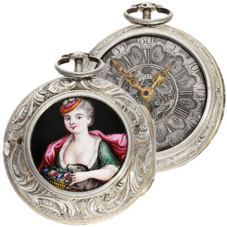 English repoussé date verge with enamel painting Circa 1766