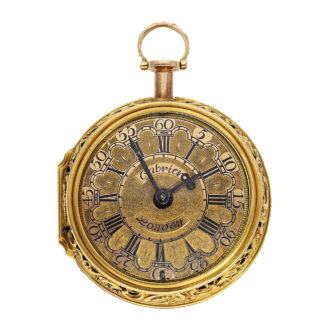 English gold repoussé pair-cased repeating watch Circa 1750