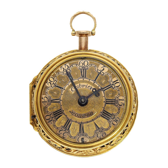 English gold repoussé pair-cased repeating watch Circa 1750 English gold repoussé pair-cased repeating watch Circa 1750