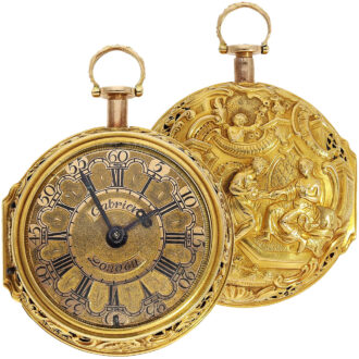 English gold repoussé pair-cased repeating watch Circa 1750