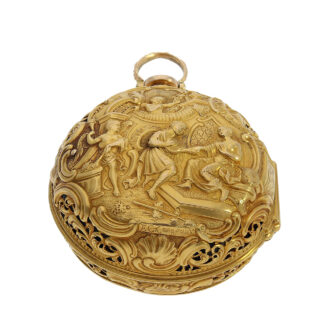 English gold repoussé pair-cased repeating watch Circa 1750
