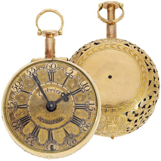 English gold repoussé pair-cased repeating watch Circa 1750