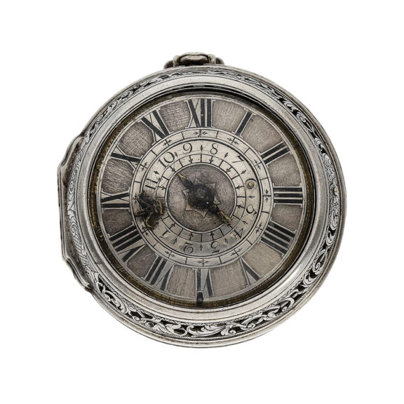 English silver one-handed pocket watch with alarm Circa 1690 English silver one-handed pocket watch with alarm Circa 1690