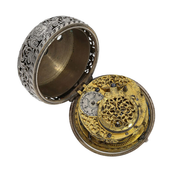 English silver one-handed pocket watch with alarm Circa 1690 English silver one-handed pocket watch with alarm Circa 1690