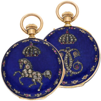 Swiss gold enamel and diamond-set pocket watch Circa 1860