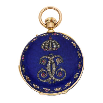 Swiss gold enamel and diamond-set pocket watch Circa 1860