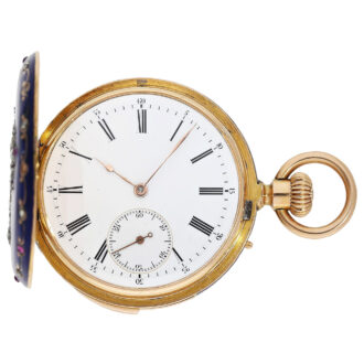Swiss gold enamel and diamond-set pocket watch Circa 1860