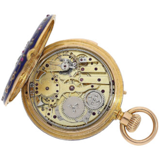 Swiss gold enamel and diamond-set pocket watch Circa 1860