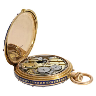 Swiss gold enamel and diamond-set pocket watch Circa 1860