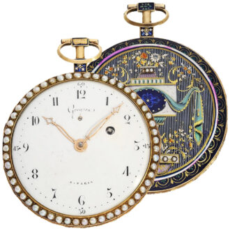 French gold, enamel and pearl-set pocket watch Circa 1780