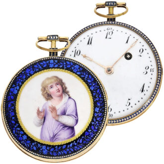 Exquisite Swiss gold and enamel verge pocket watch Circa 1790