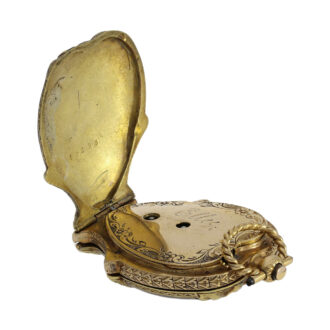 Swiss gold and enamel form watch with diamonds Circa 1820