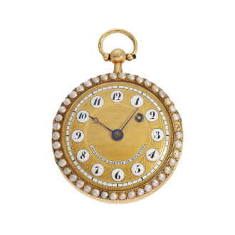Fine Swiss gold and pearl-set verge pocket watch Circa 1810