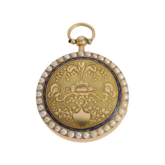 Fine Swiss gold and pearl-set verge pocket watch Circa 1810