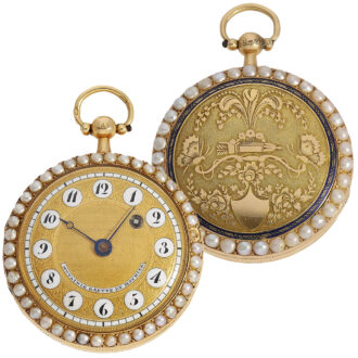 Fine Swiss gold and pearl-set verge pocket watch Circa 1810