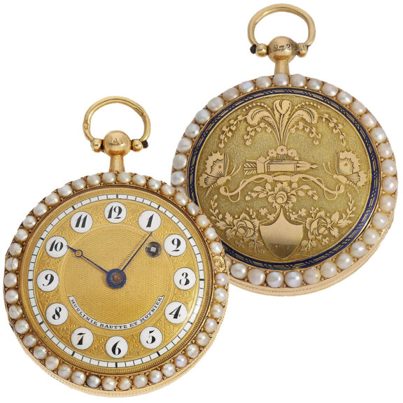 Fine Swiss gold and pearl-set verge pocket watch Circa 1810
