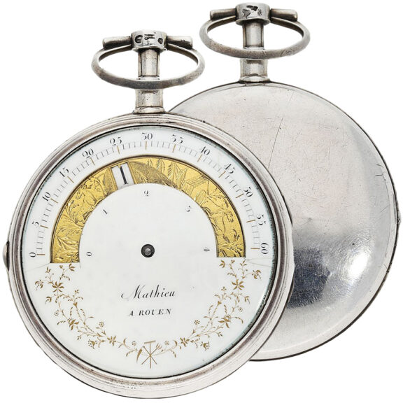 French silver pocket watch with wandering hours Circa 1820