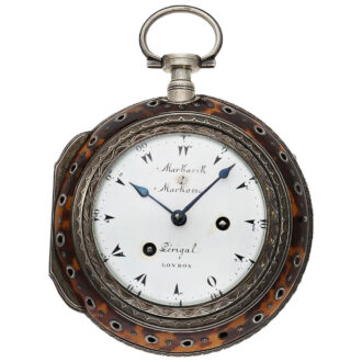 Swiss repeating coach clock decorated with Tortoiseshell Circa 1800