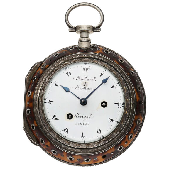 Swiss repeating coach clock decorated with Tortoiseshell Circa 1800